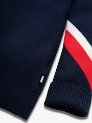 The Little Tailor Kids Blue Retro Sport Slim Fit Christmas Jumper - Image 5 of 5