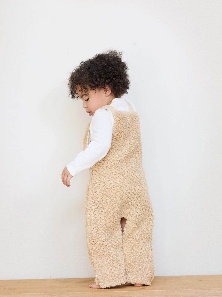 The Little Tailor Baby Chunky Sherpa Fleece Dungarees and Bodysuit Set - Image 2 of 10