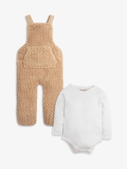 The Little Tailor Baby Chunky Sherpa Fleece Dungarees and Bodysuit Set - Image 5 of 10