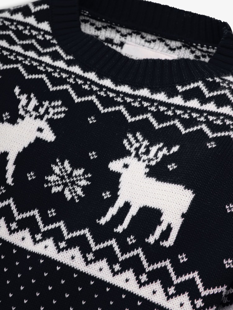 The Little Tailor Kids Christmas Reindeer Fairisle Pattern Dress - Image 3 of 3
