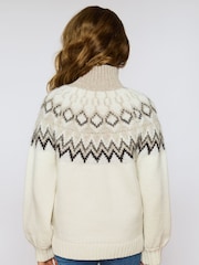 Cream - The Little Tailor Kids Diamond Imprimeuri geometrice multicolore Knitted Crăciun Pulover - Image 2 of 3