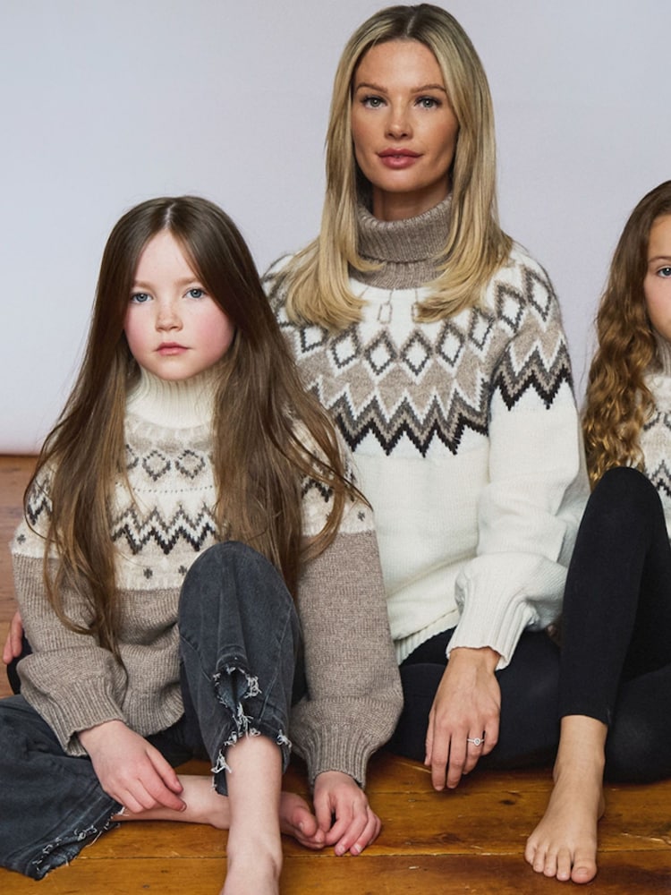 Cream - The Little Tailor Kids Diamond Imprimeuri geometrice multicolore Knitted Crăciun Pulover - Image 3 of 3