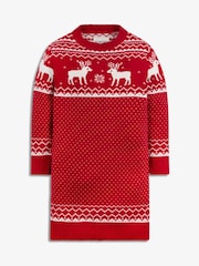 The Little Tailor Kids Christmas Reindeer Fairisle Pattern Dress - Image 4 of 7