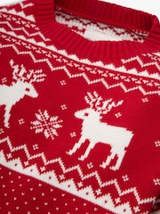 The Little Tailor Kids Christmas Reindeer Fairisle Pattern Dress - Image 6 of 7