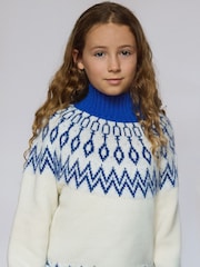 The Little Tailor Kids Diamond Fairisle Pattern Knitted Christmas Jumper - Image 1 of 5