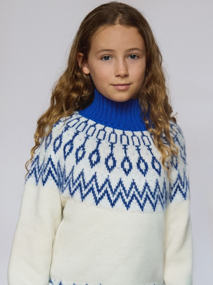 Blau - The Little Tailor gestrickter Weihnachtspullover mit Fairisle-Muster für Kinder - Bild 1 von 5 Blau - The Little Tailor gestrickter Weihnachtspullover mit Fairisle-Muster für Kinder - Bild 1 von 5