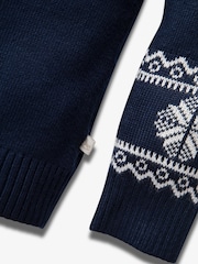 The Little Tailor Kids Slim Fit Blue Snowflake Christmas Jumper - Image 3 of 4