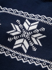 The Little Tailor Kids Slim Fit Blue Snowflake Christmas Jumper - Image 4 of 4