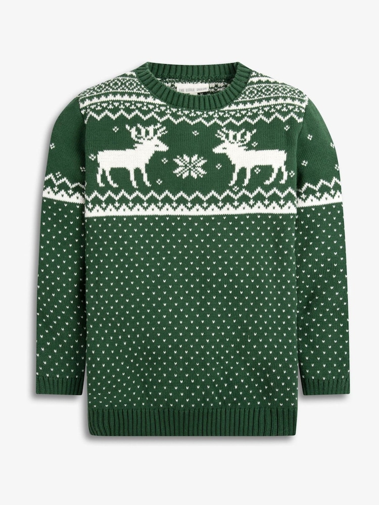 The Little Tailor Kids Christmas 100% Cotton Reindeer Pattern Jumper - Image 6 of 9