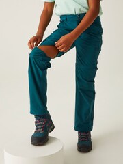 Regatta Blue Kids Highton Stretch Zip Off Walking Trousers - Image 4 of 9