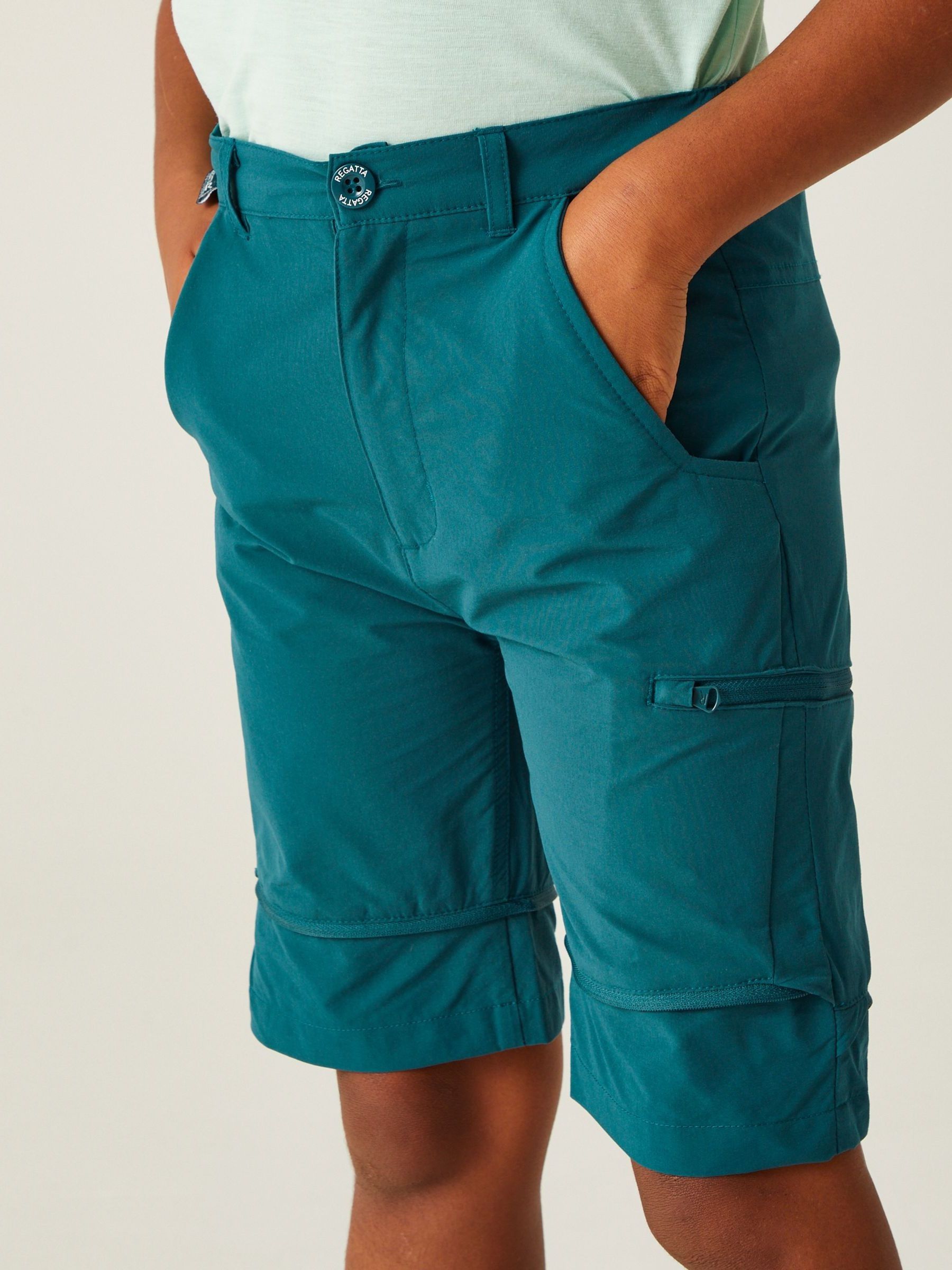Regatta Blue Kids Highton Stretch Zip Off Walking Trousers - Image 5 of 9