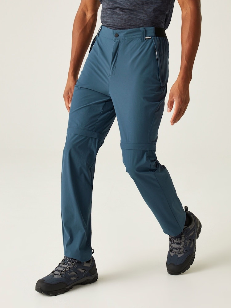 Regatta Blue Mens Travel Light Zip Off Packaway Trousers - Image 1 of 9 Regatta Blue Mens Travel Light Zip Off Packaway Trousers - Image 1 of 9