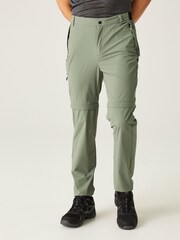 Regatta Green Mens Travel Light Zip Off Packaway Trousers - Image 1 of 9