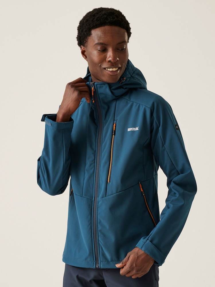 Regatta Blue Mens Hewitts X Hooded Softshell Jacket - Image 1 of 8