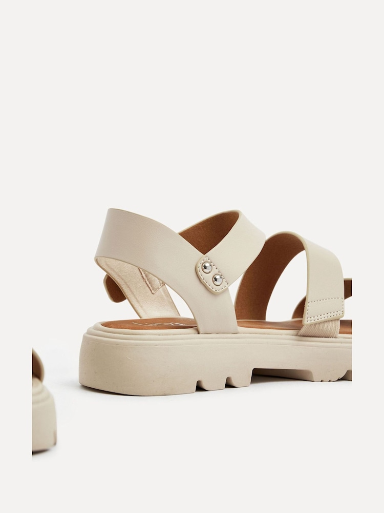Linzi Cream Ramona Two Strap Flatform Sandals - Image 5 of 5