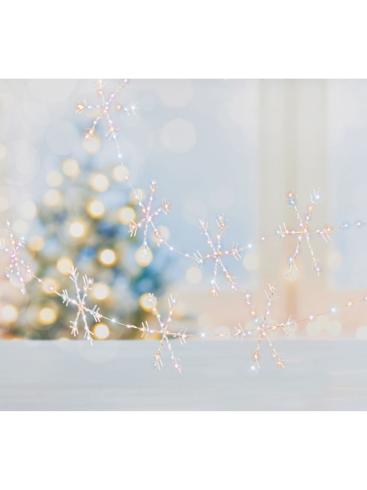 Premier Decorations Ltd Set of 10 Rainbow Colour Snowflake String Garland Lights - Image 1 of 1