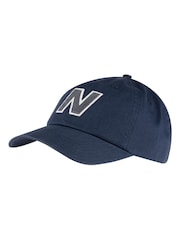 Azul - Gorra de algodón 100 % con diseño de 6 paneles y broche trasero de New Balance - Imagen 1 de 3