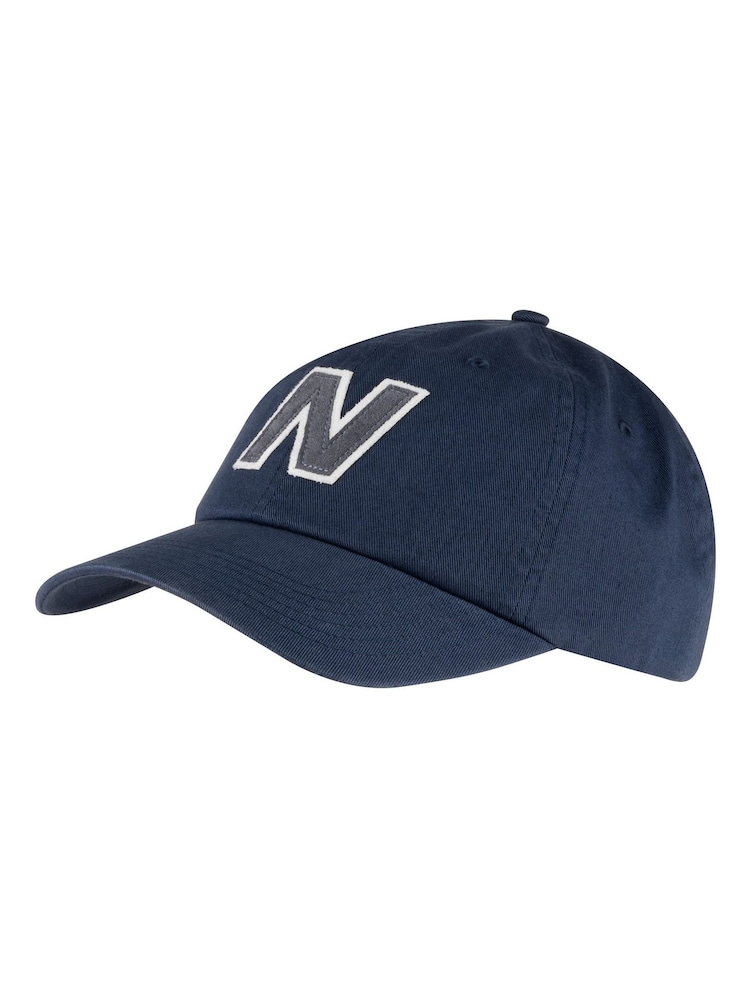 Azul - Gorra de algodón 100 % con diseño de 6 paneles y broche trasero de New Balance - Imagen 1 de 3