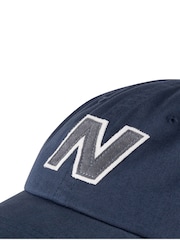 Azul - Gorra de algodón 100 % con diseño de 6 paneles y broche trasero de New Balance - Imagen 3 de 3