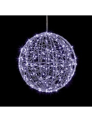 Premier Decorations Ltd 30cm Silver Wire Wrapped Lit Christmas Ball - Image 1 of 1