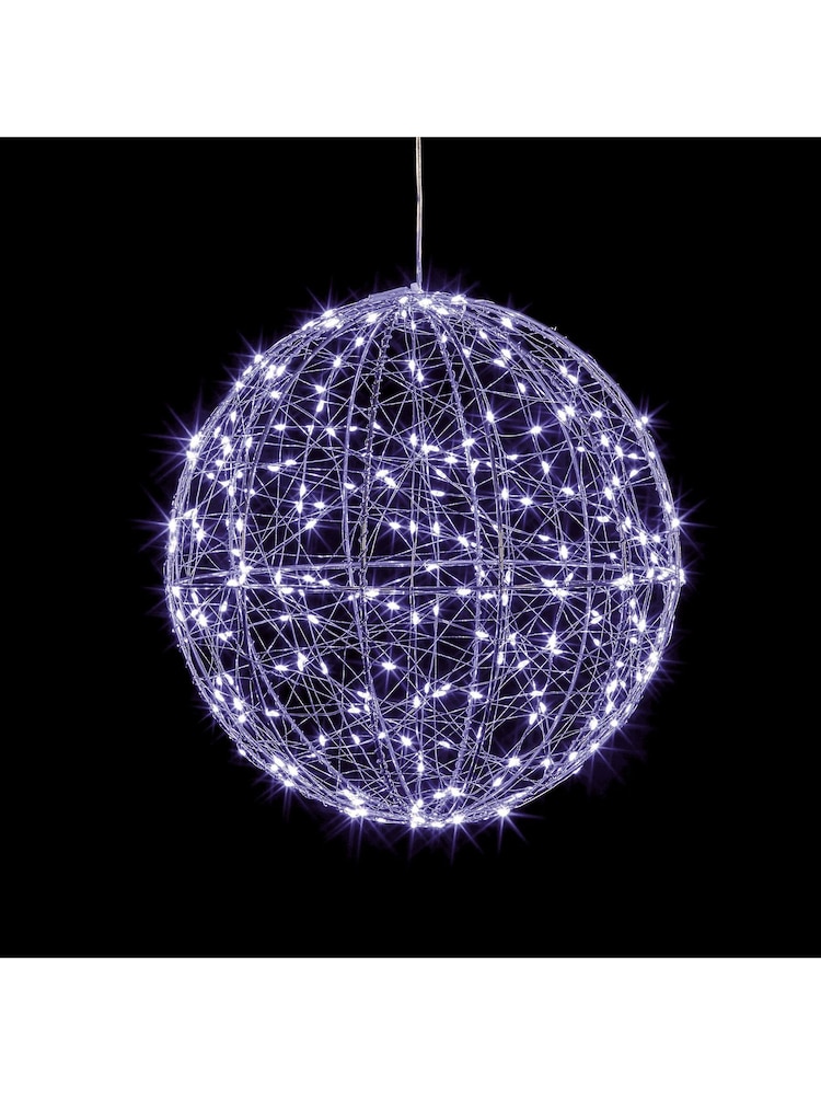 Premier Decorations Ltd 30cm Silver Wire Wrapped Lit Christmas Ball - Image 1 of 1