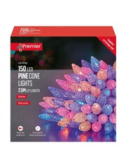 Premier Decorations Ltd 150 Christmas Pine Cone Shape Rainbow LED String Lights - Image 2 of 3