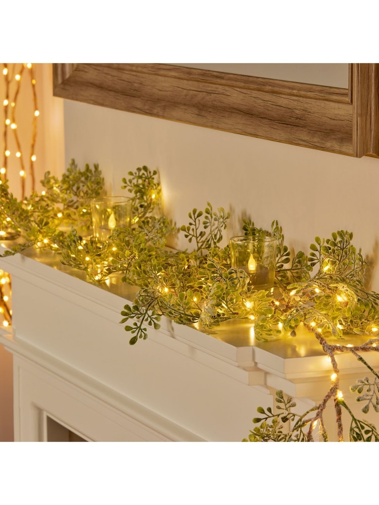 Premier Decorations Ltd 18m Pine Cones and Warm Evergreen Garland Lights - Image 1 of 2