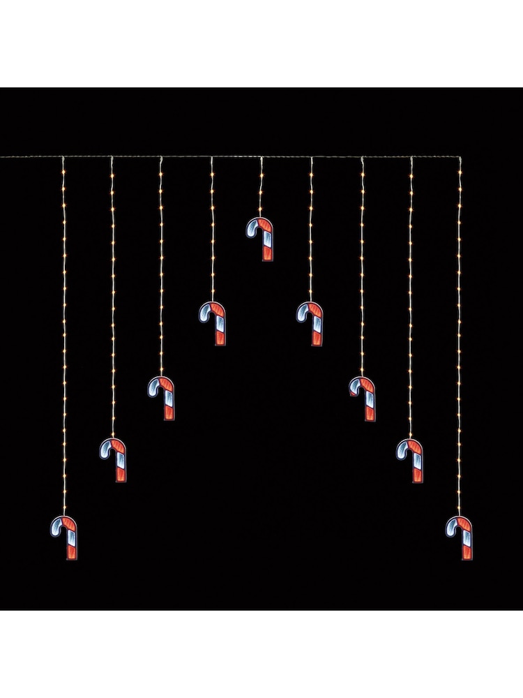 Premier Decorations Ltd 12x12M Infinity Christmas Candy Cane Curtain Lights - Image 1 of 1