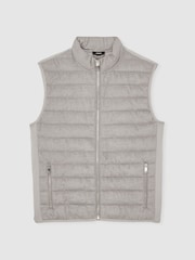 Reiss Grey Field Brushed Jersey Quilted Gilet - Image 2 of 6