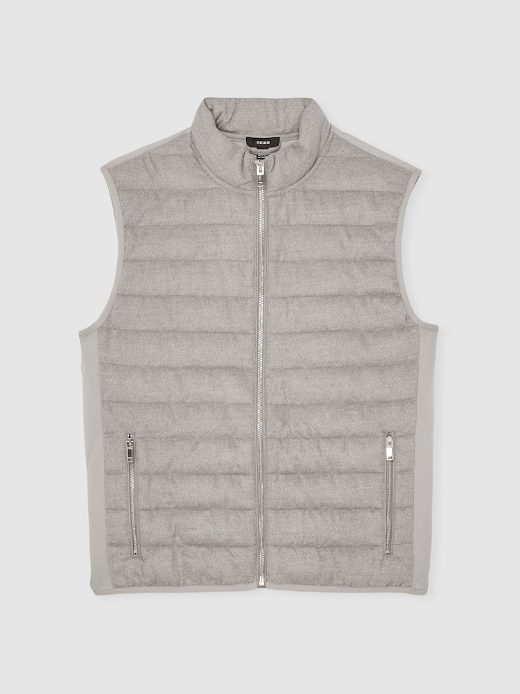 Reiss Grey Field Brushed Jersey Quilted Gilet - Image 2 of 6