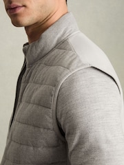 Reiss Grey Field Brushed Jersey Quilted Gilet - Image 4 of 6