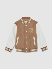 Reiss Camel/White Jasper 3-9 yrs Wool-Blend Contrast Varsity Jacket - Image 2 of 4