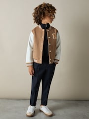 Reiss Camel/White Jasper 3-9 yrs Wool-Blend Contrast Varsity Jacket - Image 3 of 4