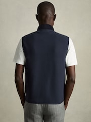 Reiss Navy Field Brushed Jersey Quilted Gilet - Image 4 of 6