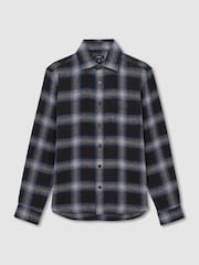 Reiss Navy Multi Crosby Check Patch Pocket Overshirt With Wool - Image 2 of 7
