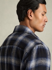 Reiss Navy Multi Crosby Check Patch Pocket Overshirt With Wool - Image 5 of 7
