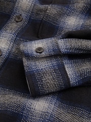 Reiss Navy Multi Crosby Check Patch Pocket Overshirt With Wool - Image 7 of 7