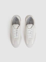 Reiss White Emmett Leather Suede Running Trainers - Image 3 of 5