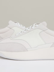 Reiss White Emmett Leather Suede Running Trainers - Image 4 of 5