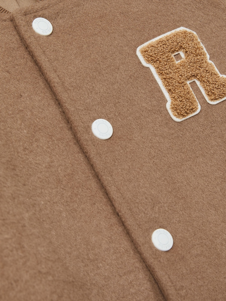 Reiss Camel/White Jasper 9-13 yrs Wool-Blend Contrast Varsity Jacket - Image 4 of 4