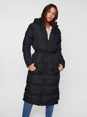 Threadbare Black Longline Puffer Jacket - Image 1 of 4