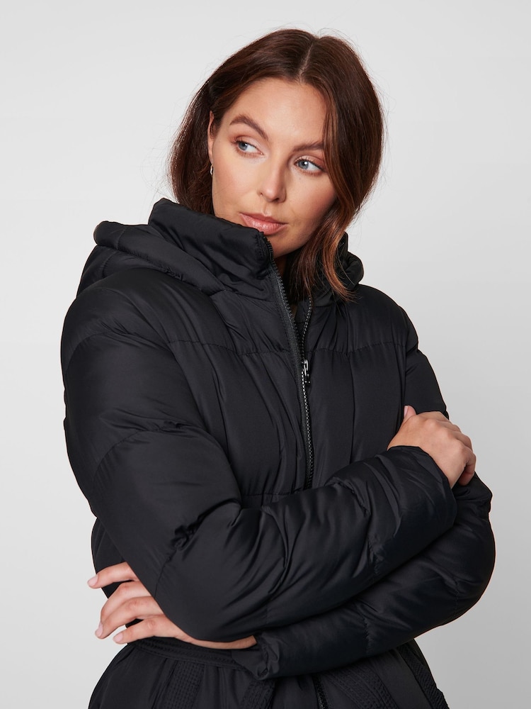 Threadbare Black Longline Puffer Jacket - Image 4 of 4