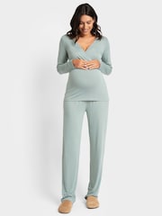 Seraphine Green Maternity Bamboo Pyjamas Set - Image 1 of 5