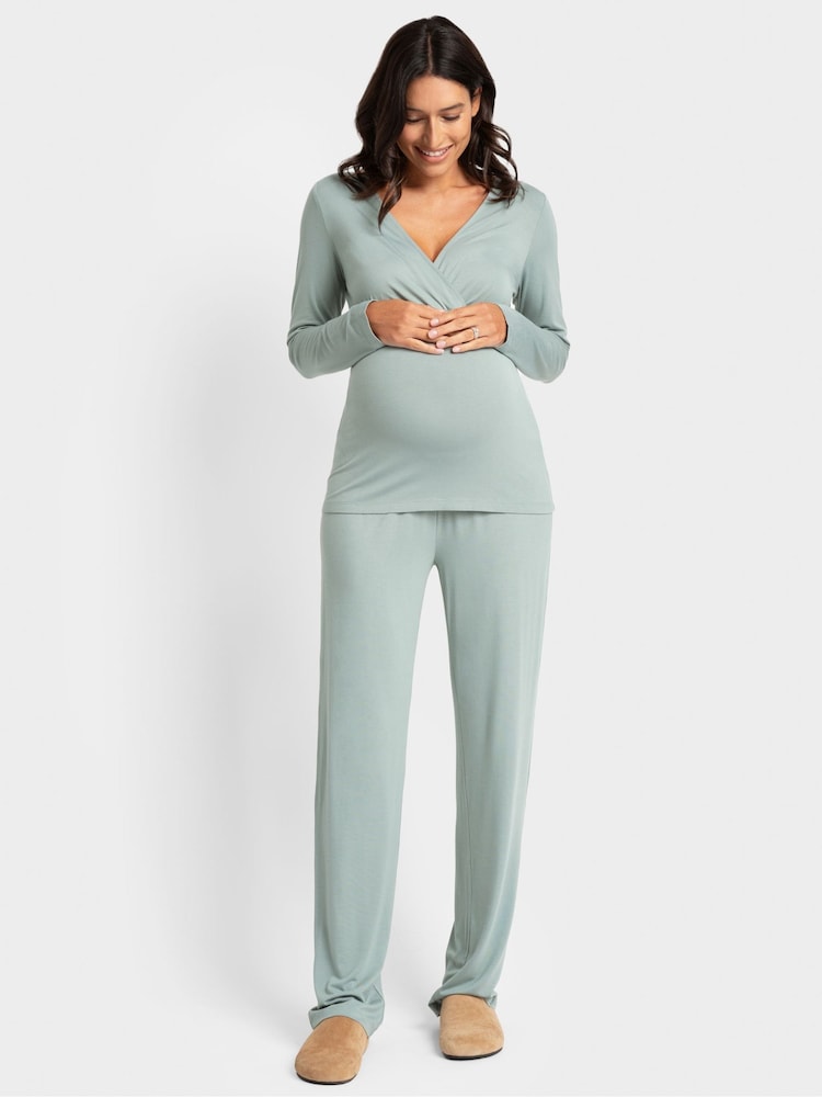 Seraphine Green Maternity Bamboo Pyjamas Set - Image 1 of 5 Seraphine Green Maternity Bamboo Pyjamas Set - Image 1 of 5