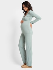 Seraphine Green Maternity Bamboo Pyjamas Set - Image 2 of 5