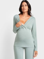 Seraphine Green Maternity Bamboo Pyjamas Set - Image 4 of 5