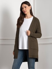 Seraphine zelena Materinstvo Knit Tabbard Stranska pletena jopa - Slika 1 iz 6