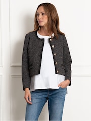 Seraphine Maternity Cropped Tweed Black Jacket - Image 1 of 5