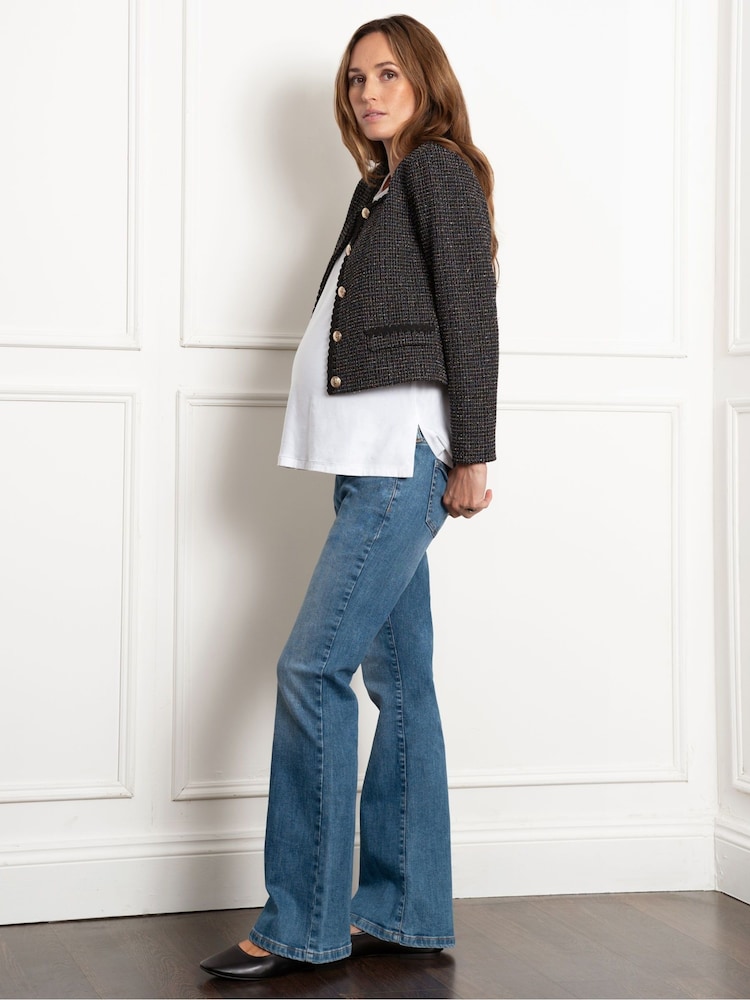 Seraphine Maternity Cropped Tweed Black Jacket - Image 2 of 5