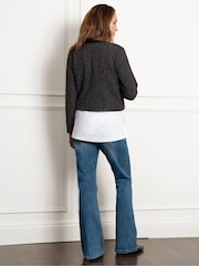Seraphine Maternity Cropped Tweed Black Jacket - Image 3 of 5